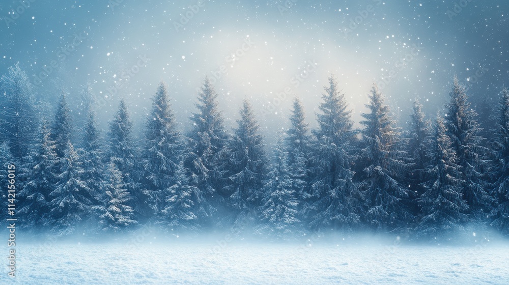 winter background with snowflakes and fir trees copy space winter background with snowflakes and fir trees copy space