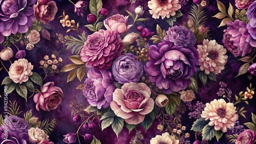 Wallpaper Mural Rich, luxurious floral patterns with deep purple hues and soft textures, creating a sophisticated backdrop for any room decor, floral arrangements, wallpaper patterns Torontodigital.ca