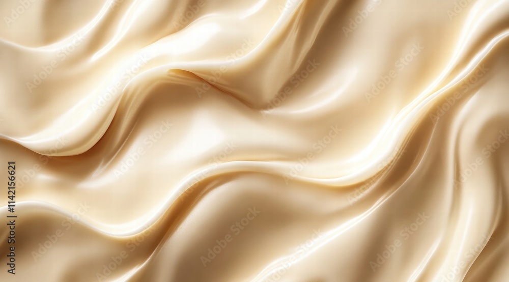 A close-up of chocolate cream, flowing and textured in a wave-like pattern, creating an abstract background A close-up of chocolate cream, flowing and textured in a wave-like pattern, creating an abstract background