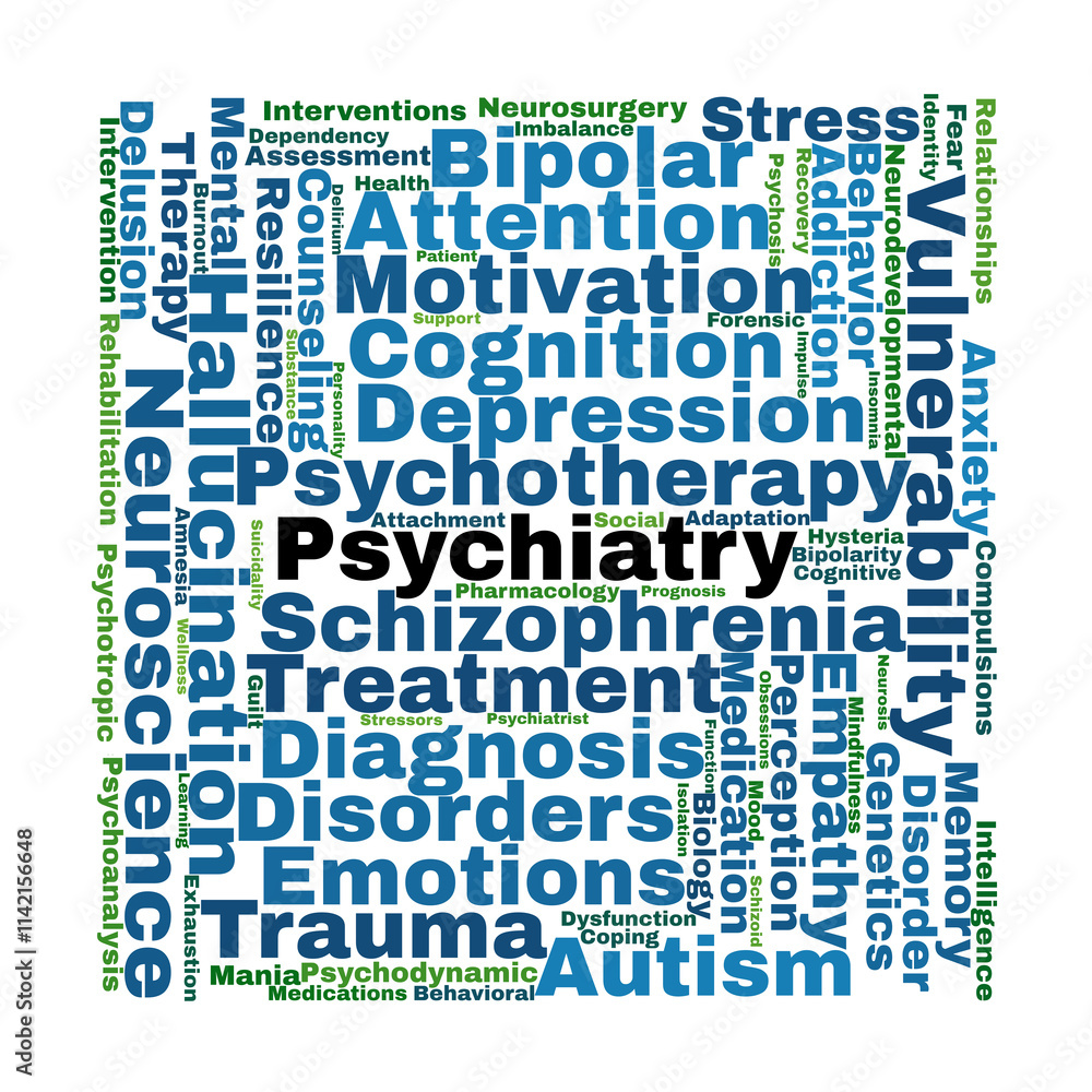 Obraz premium Psychiatry Word Cloud