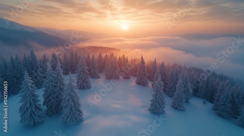 Wallpaper Mural winter landscape with snowy fir trees space for text Torontodigital.ca