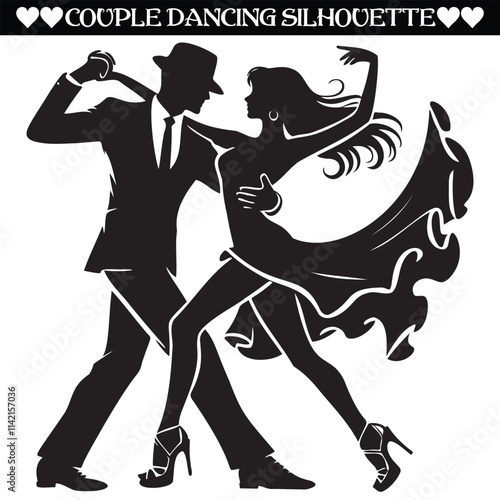 Dancing couple silhouette vector illustration design