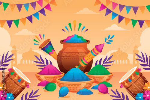 Colorful Festival Celebration with Traditional Elements