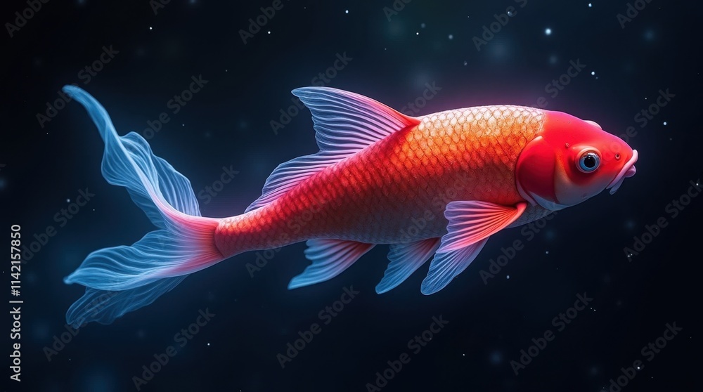Serene Koi Fish in Light Painting Style Serene Koi Fish in Light Painting Style