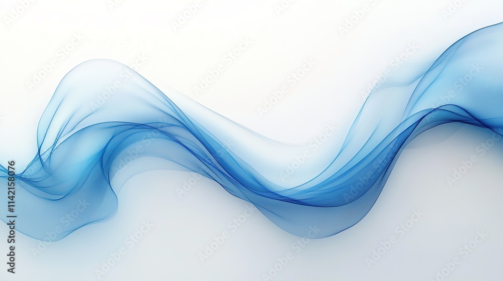 Obraz premium Elegant blue smoke wave on white background