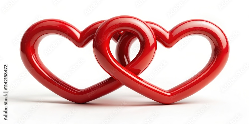 Two red hearts intertwined, forming a single symbol of love and unity , passion, emotion, passion, emotion, romance,love Two red hearts intertwined, forming a single symbol of love and unity , passion, emotion, passion, emotion, romance,love