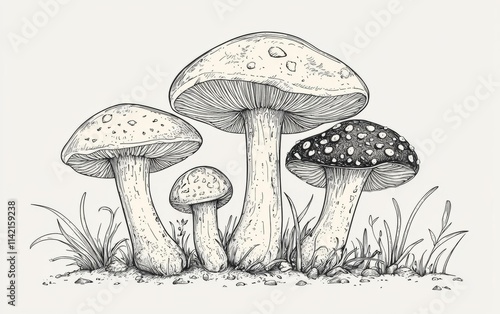 Sketch mushrooms