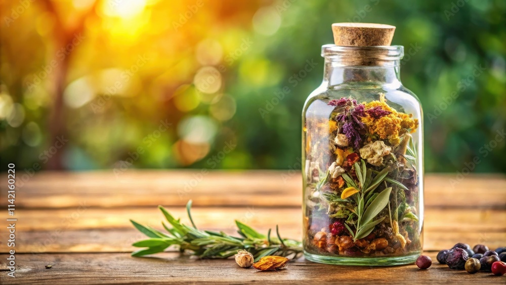 Natural fragrance infused in a glass bottle with various dried herbs and botanicals , botanicals Natural fragrance infused in a glass bottle with various dried herbs and botanicals , botanicals