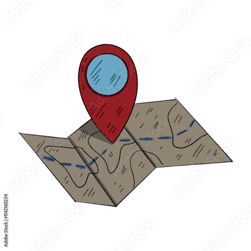 hand drawn isolated on white background traveler map