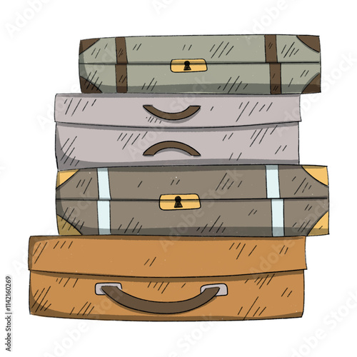 hand drawn suitcase ,luggage. traveler isolated icon