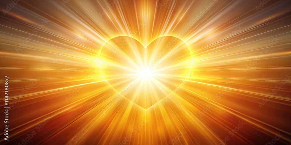 Heart-shaped sunburst with warm rays , heart symbol, peaceful scene Heart-shaped sunburst with warm rays , heart symbol, peaceful scene