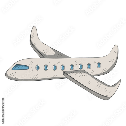 hand drawn airplane isolated on white background