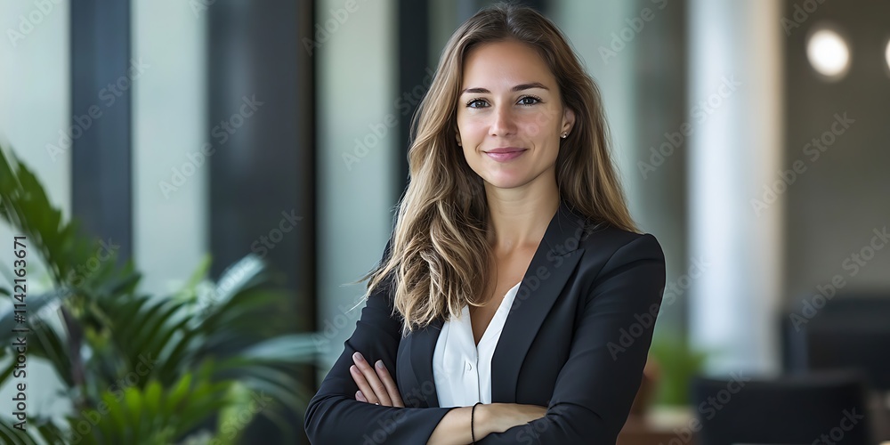 Portrait of a lawyer standing confidently in a legal office setting Portrait of a lawyer standing confidently in a legal office setting