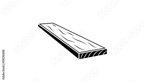 wood plank, black isolated silhouette