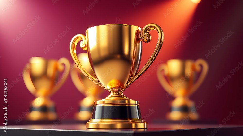 Golden Trophy 3D Rendering - Award Design Illustration - High-Quality Image Golden Trophy 3D Rendering - Award Design Illustration - High-Quality Image