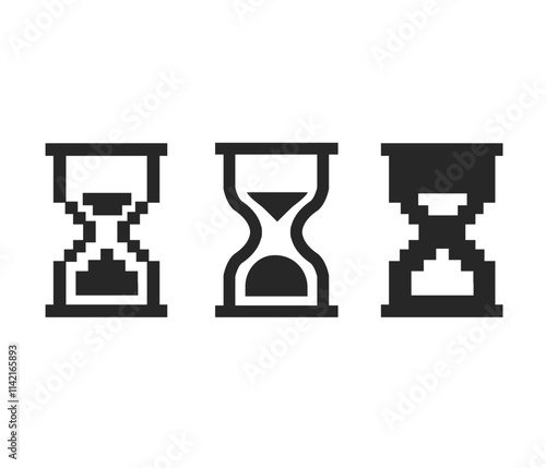 Hourglass Pixelated icons on white background stock illustration