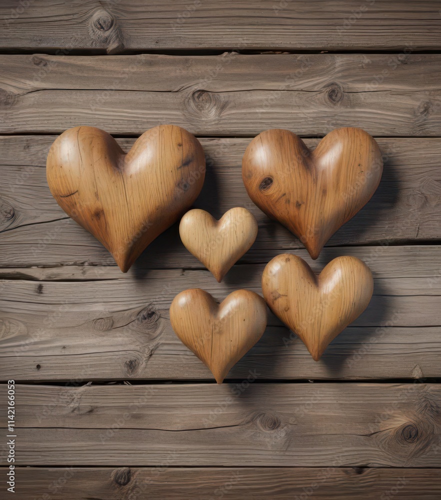 Rustic wooden hearts on weathered wood background, wood panel, wood backdrop, wood background Rustic wooden hearts on weathered wood background, wood panel, wood backdrop, wood background