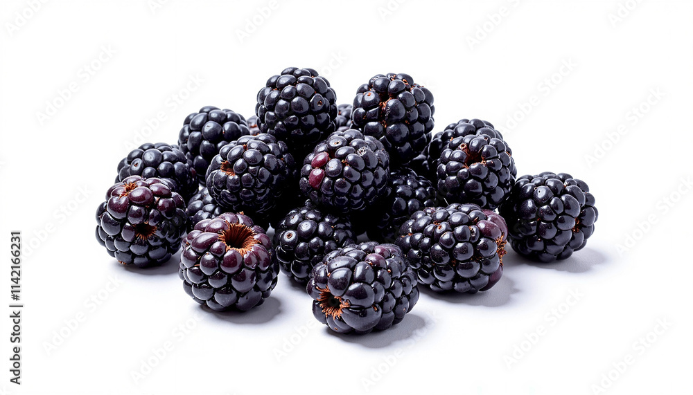 Fresh blackberries piled on a white background, copy space, trend, the best Fresh blackberries piled on a white background, copy space, trend, the best