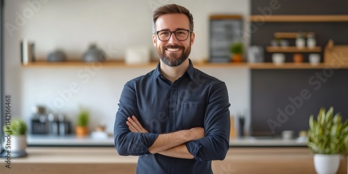 Portrait of nutritionist standing proudly in consulting office, providing dietary advice and consultation photo