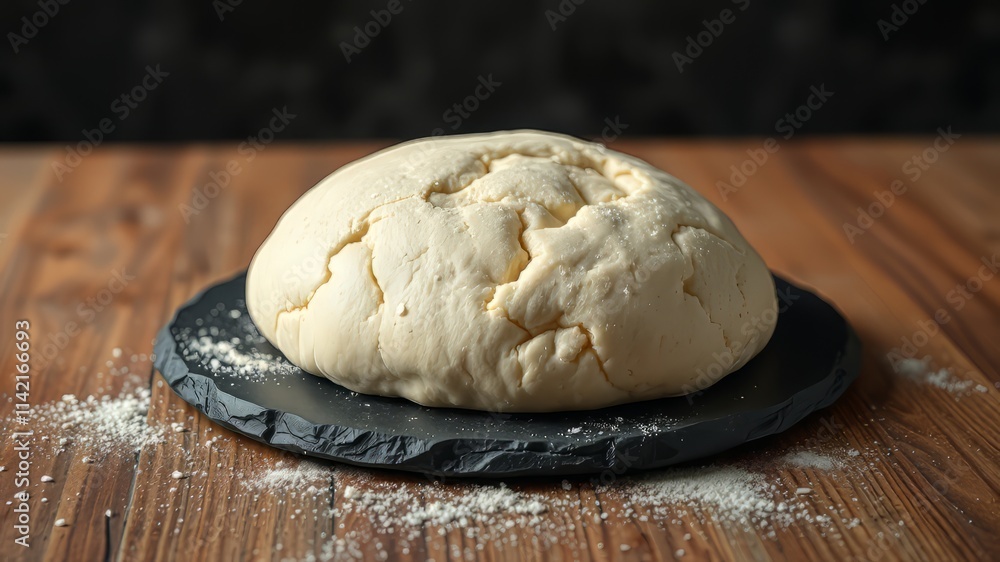 Homemade Organic Pizza Dough on Slate - Fresh & Delicious