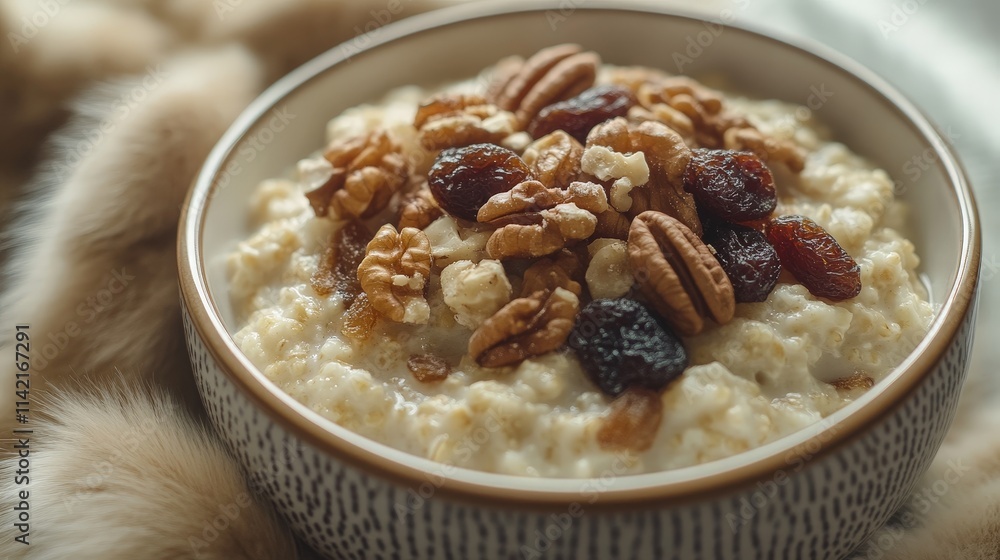Healthy Oatmeal Bowl with Dried Fruits and Nuts Healthy Oatmeal Bowl with Dried Fruits and Nuts
