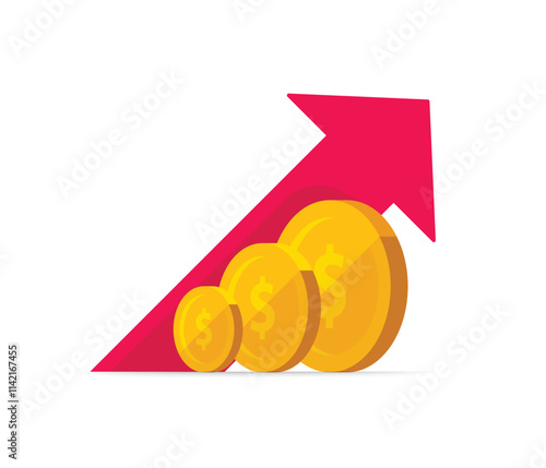 Income growth icon vector stock illustration