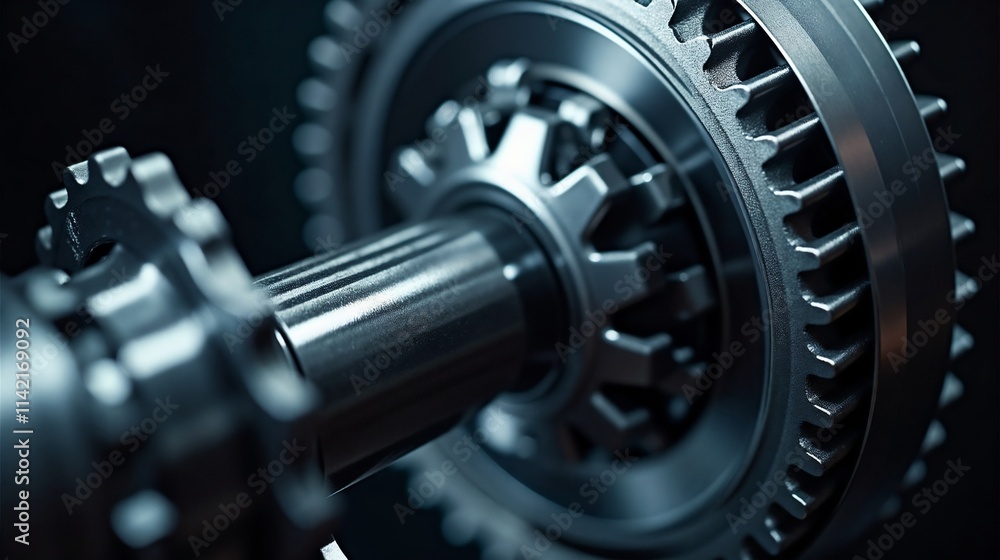 Intricate metallic gears showcasing precision engineering in a dark setting Intricate metallic gears showcasing precision engineering in a dark setting