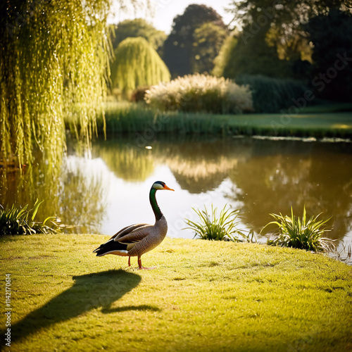 Nutztiere - Enten an klarem Wasser im Sommer
 photo