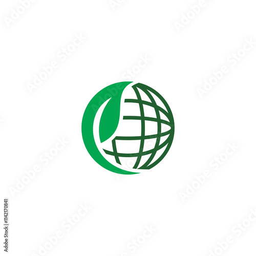 Green world logo or icon design template. leaf icon