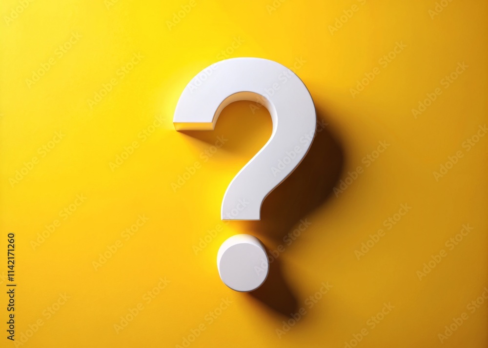 White Question Mark Help Symbol on Yellow Background Wide Angle Image White Question Mark Help Symbol on Yellow Background Wide Angle Image