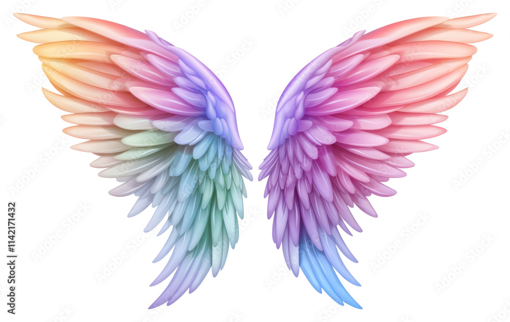 Obraz premium PNG Rainbow angel wing white background lightweight creativity.