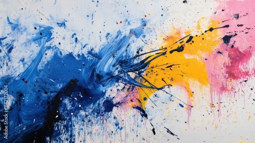 Dynamic color splash art abstract gallery modern artwork vibrant studio close-up expression of creativity