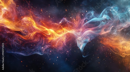 Cosmic energy flow abstract universe digital art celestial environment wide view dynamic visuals