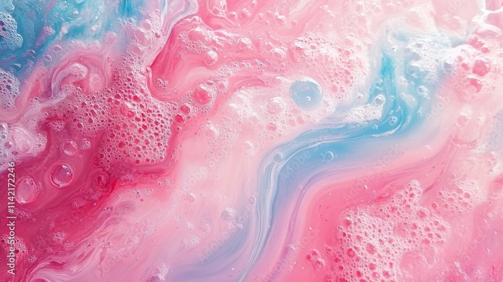 Fototapeta premium Abstract Pink and Blue Swirling Liquid Bubbles