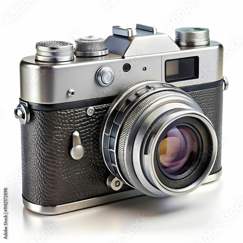 A classic film camera, with a vintage design,
