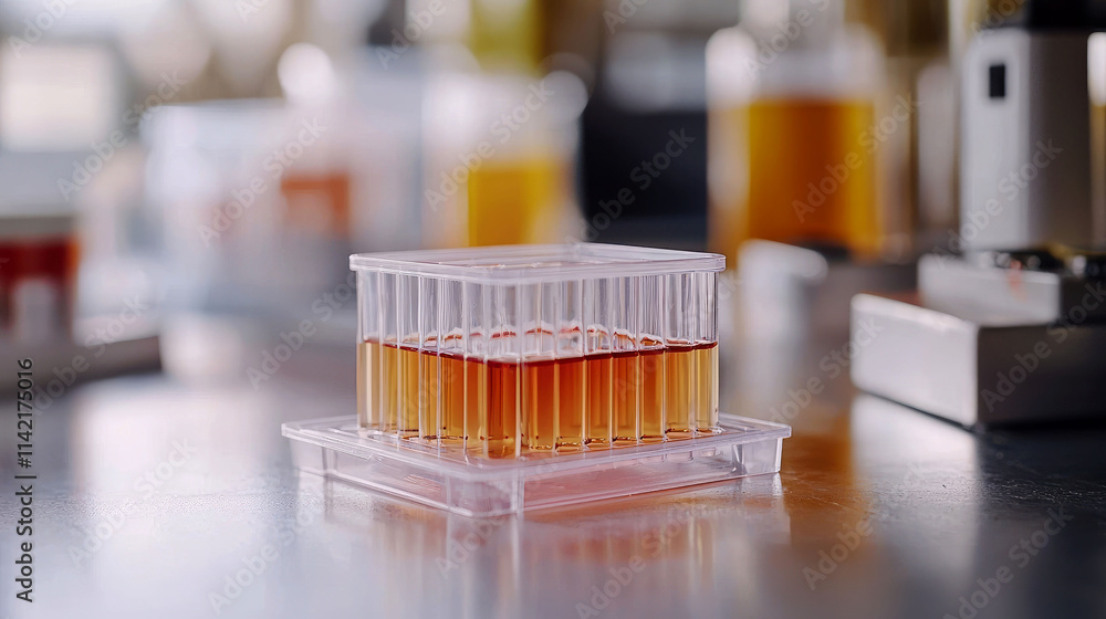 Lab sample in transparent tray. Lab sample in transparent tray.