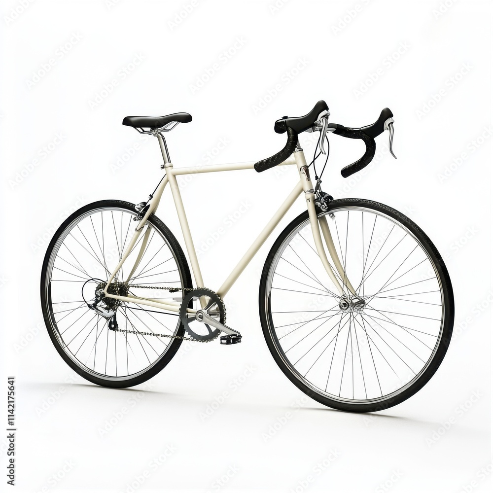 Obraz premium Elegant white bicycle with slim frame and drop handlebars suitable for urban cycling enthusiasts and racers