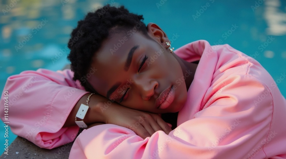 Non-Binary Person in Pastel Pink Jacket