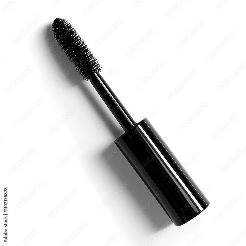 Classic black mascara on a clean white background highlights its sleek design and everyday use for enhancing eye makeup Classic black mascara on a clean white background highlights its sleek design and everyday use for enhancing eye makeup