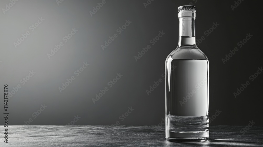 A sleek glass bottle filled with clear water highlights the beauty of simplicity and purity. Perfect for rustic setups or minimalist designs. Generative AI A sleek glass bottle filled with clear water highlights the beauty of simplicity and purity. Perfect for rustic setups or minimalist designs. Generative AI