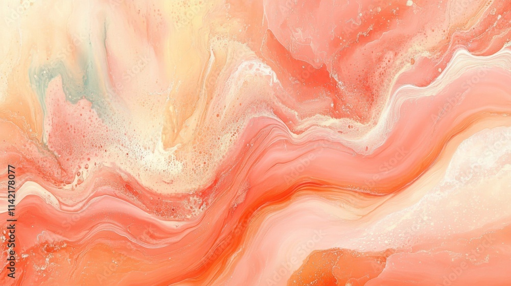 Abstract Coral and Peach Swirl Painting Abstract Coral and Peach Swirl Painting