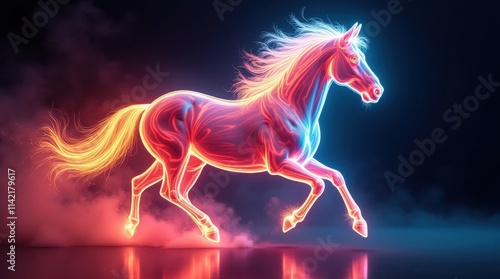 Dynamic Horse Galloping in a Light Paint Style