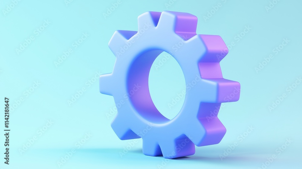 3D gear icon in pastel colors against a light background. 3D gear icon in pastel colors against a light background.