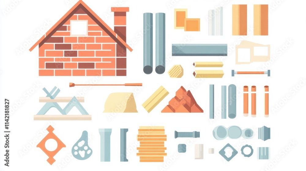 Fototapeta premium Digital Illustration of House Construction Elements