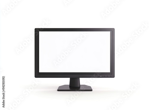 A computer monitor displays a white screen set against a white background