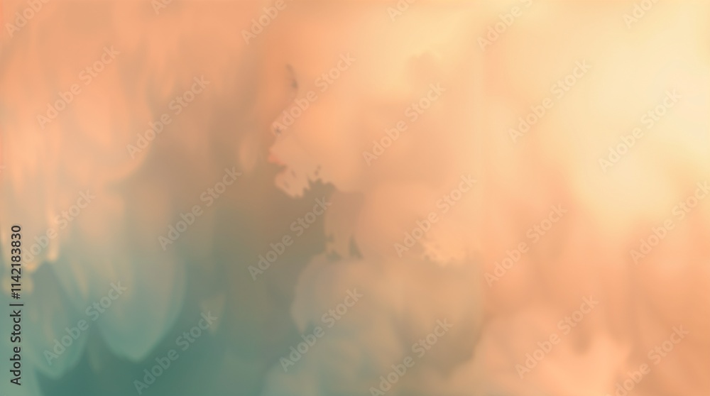 Naklejka premium A hazy wallpaper background in warm terracotta and cool teal, featuring a soft dreamy atmosphere with an abstract design and soft light highlighting the earthy and cool color contrast - Generated Ai