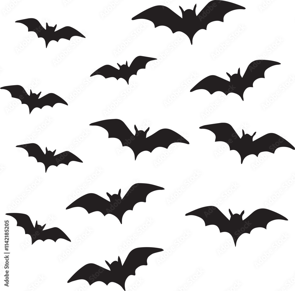 Naklejka premium Bat vector Design black silhouette Collection set