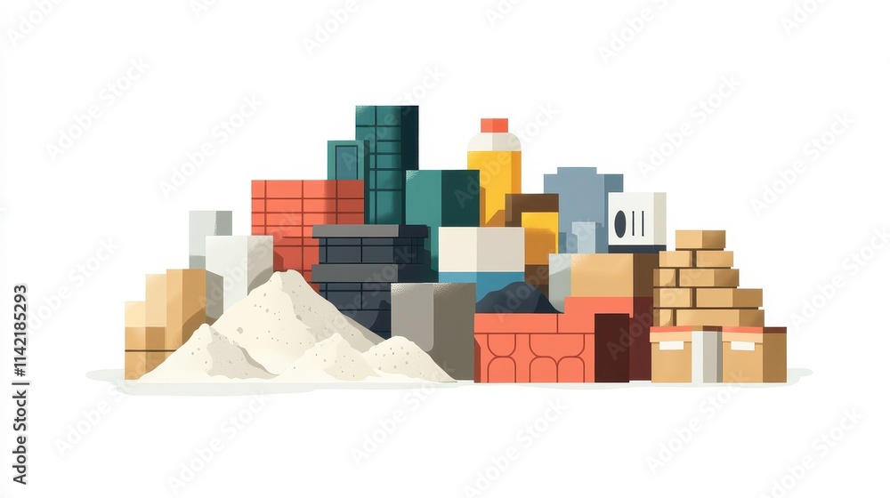 Vector Illustration of Construction Materials Pile Vector Illustration of Construction Materials Pile