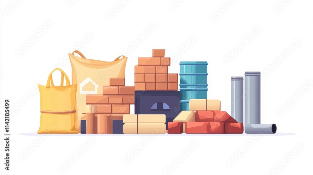 Obraz premium Vector Illustration of Building Materials for Design Projects