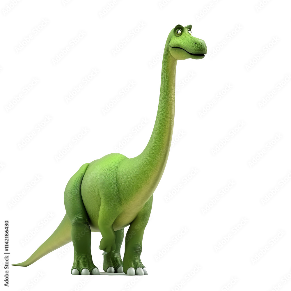Fototapeta premium A friendly dinosaur, isolated in white, white background